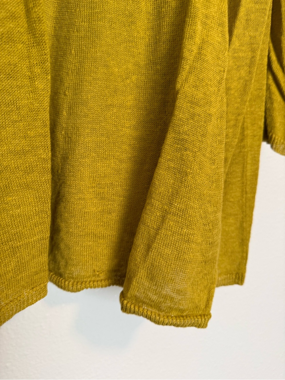 Eileen Fisher - Linen Open Front Goldenrod Yellow Sweater Cardigan - Large - Picture 8 of 14